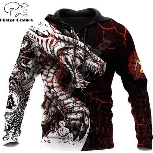 Viking Dragon Tattoo pattern 3D Printed Autumn Men Hoodies Unisex Casual Pullover Zip Hoodie Streetwear sudadera hombre DW0524