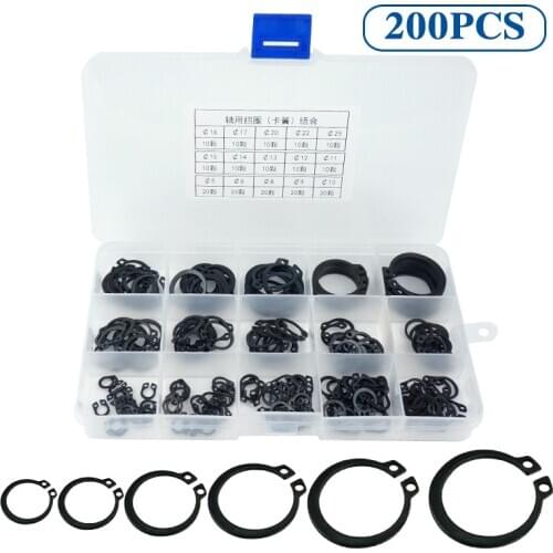 150pcs M5-M25 Internal External Retaining Circlips C-clip Washers Snap Retaining Ring Carbon Steel Assortment Kit