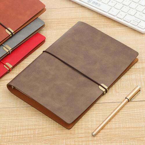 Dot Grid Spiral Notebook Business Leather Strap Lattice Notepad Dotted Journal