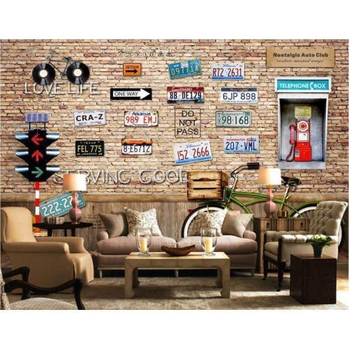 Wall Decoration Vintage Bicycle License Plate 3d wallpaper TV background wallpaper the living room sofa backdrop mural