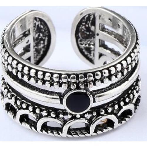 New Temperament Multi-layer Wavy Flower Line 925 Sterling Silver Jewelry Personality Twist Epoxy Exquisite Opening Rings SR520