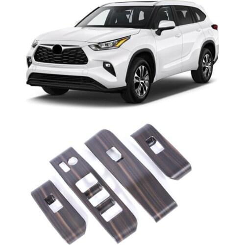 New Product 4PCS ABS Mahogany Glass Upgrade Control Panel Decorative Cover Accessories For Toyota Highlander XU70 2021 2022