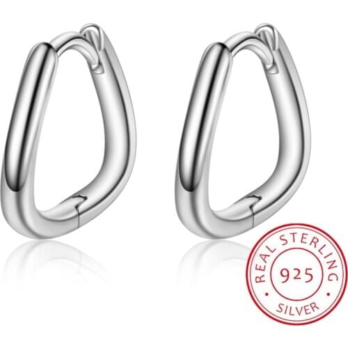 O Shape Bright Matte Solid Silver Hoop Earrings Thick Oval Geometric Earrings Minimalist Earrings Stars Design 2019 New
