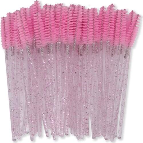 50 Pcs/Pack Disposable Eyelash Brushes Crystal Diamond Handle Mascara Wands Applicator Eyelash Extension Brush Makeup Tools