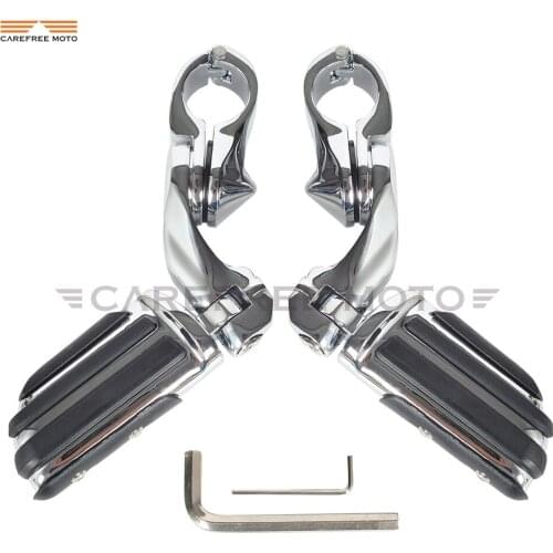 1-1/4" Chrome Motorcycle 360 Degree Adjustable Highway Footpeg Footrests Motocross Foot Rest Case for Yamaha Harley XL883