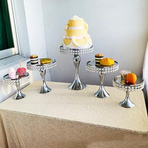 Pearl silver Cake Stand Round Cupcake Stands Metal Dessert Display for Wedding, Birthday or Party Celebration