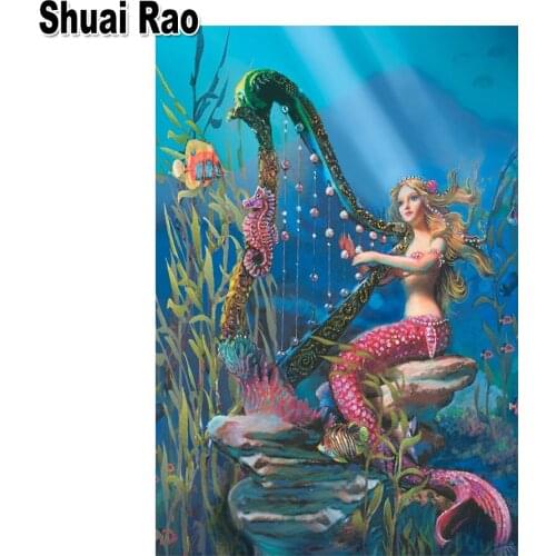 Full Drill Diamond mosaic 100% Square/Round 5D Diamond painting Cartoon Mermaid DIY Diamond embroidery Cross stitch Piano Girl