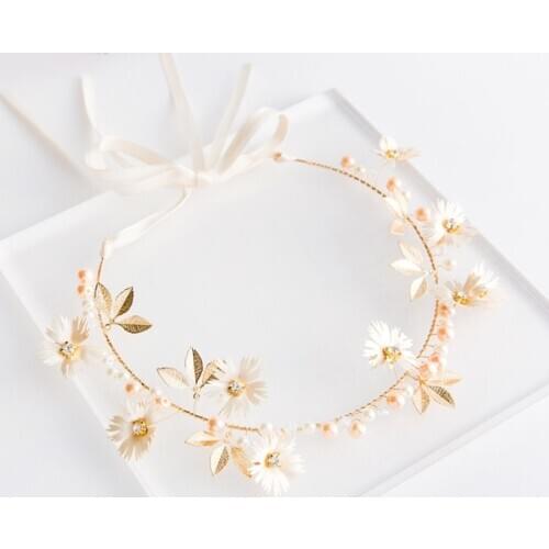 1PC Beautiful Bridal Hair Band Turban Pearl Beach Party Crown Fashion Headdress Flower Hair Band Wedding Decoration Supplies