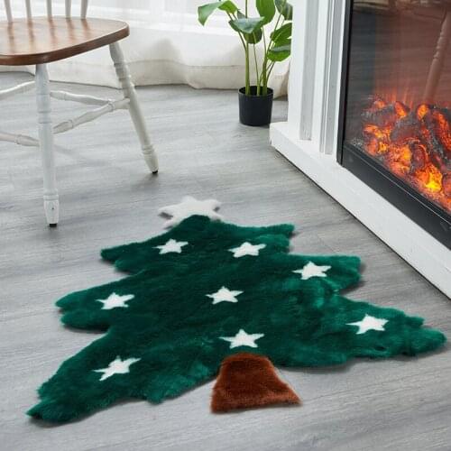 Fluffy Carpet Christmas Novelty Special Rugs Soft Warm Water-absorption Non-slip Irrregular Table Chair Decor Household Mats
