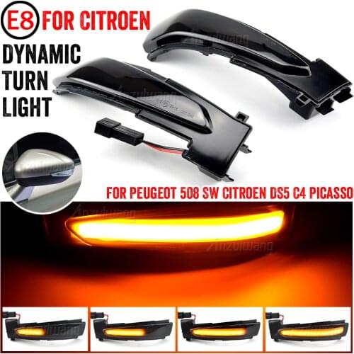 2Pcs For Peugeot 508 SW LED Dynamic Turn Signal Light Mirror Blinker Indicator Flasher Lamp For Citroen DS5 C4 Grand Picasso II