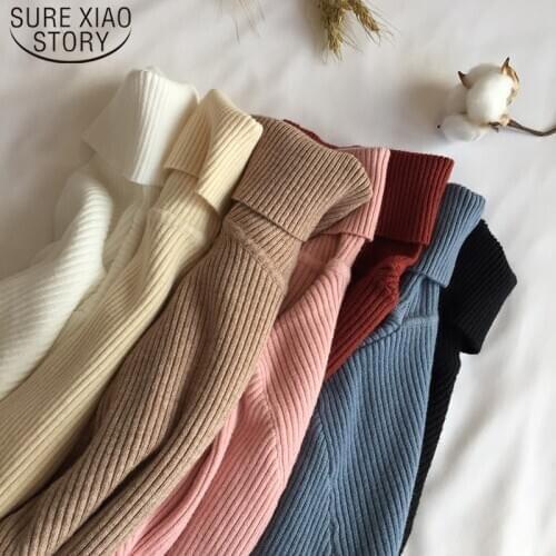 Turtleneck Autumn Winter Sweater Women 2021 Slim Long Sleeve Knitted Women Pullover Sweater Jumper Soft Warm Pull Femme 6897