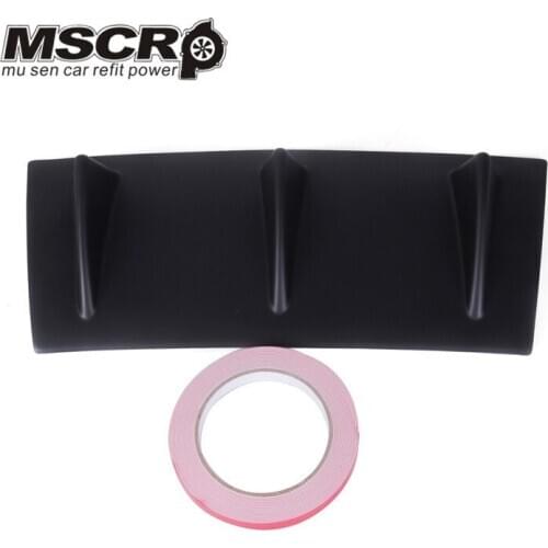 ABS Plastic Universal Black Rear Bumper Lip Chassis Diffuser Spoiler 3/5 Fin Shark Fin Style or carbon style fin