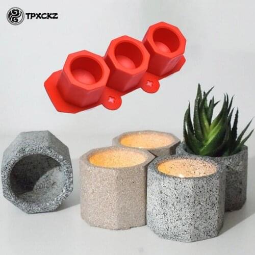 Octagonal Silicone Concrete Flower Pot Mold Silicone Candle Holder Mold Succulent Flower Pot Mould Candlestick Mold