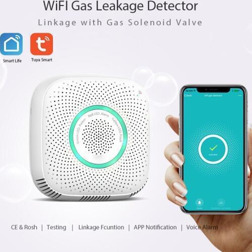 Wifi gas leak detector fire safety alarm safety smart home leak liquefied petroleum gas sensor combustible EU plug