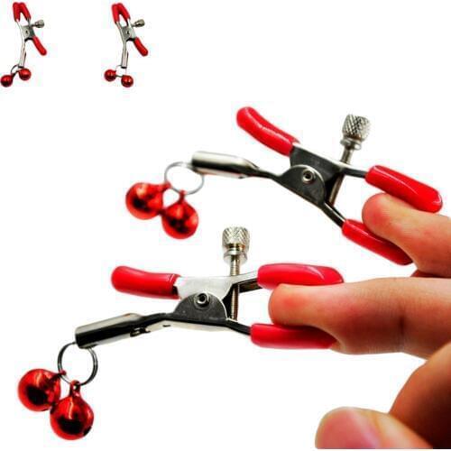 Metal Nipple Clamps with Steel Bell Female Masturbation Breast Clips SM Bondage Adult Sex Toys for Women Men Couple Nipple Clips