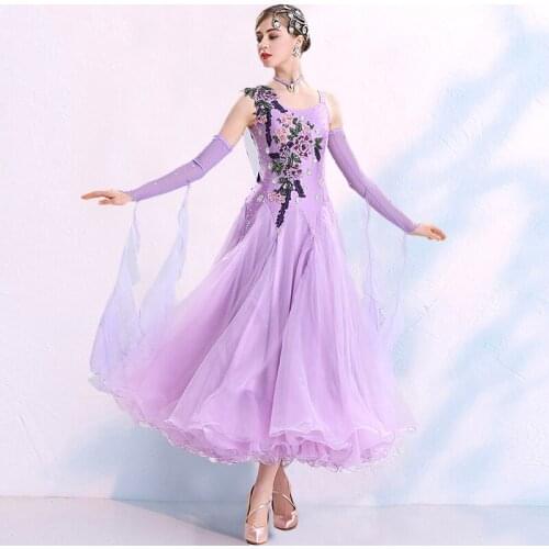 New Ballroom Dance Dresses For Women Standard Dance Waltz Tango Competition Dress Applique Foxtrot Performance Clothing DC4390