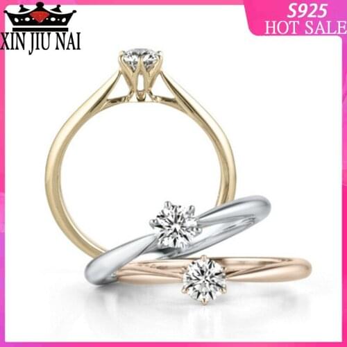Female White Bridal Wedding Ring Set Fashion 925 Silver Gold Jewelry Promise CZ Stone Engagement Rings For Women