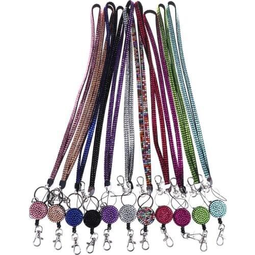 1 Pc Lanyard Crystal Rhinestone Mobile Phone Neck Strap Key Holder Rhinestone Lanyard Badge Reel