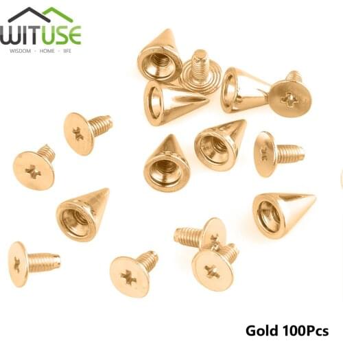 10/20/50/100PCS Silvery10mm Stylish Metal Bullet Rivet Spikes Studs Belt Leather Craft DIY Accessory punk clothes Spots Trendy