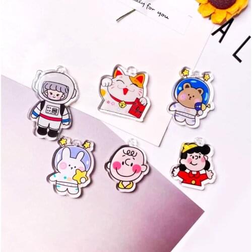 10pcs new Acrylic cartoon figure necklace charms keychain pendant necklace pendant for DIY decoration