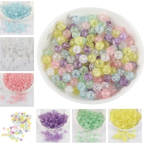 100pcs 6mm perforated crack bead burst broken beautiful round bead translucent plastic beads diy beads accessories