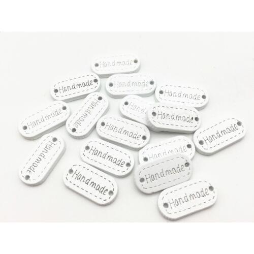 100pcs White Wood Square Oval Handmade Chips Buttons Embellishments 23x11mm Connectors DIY Crafts