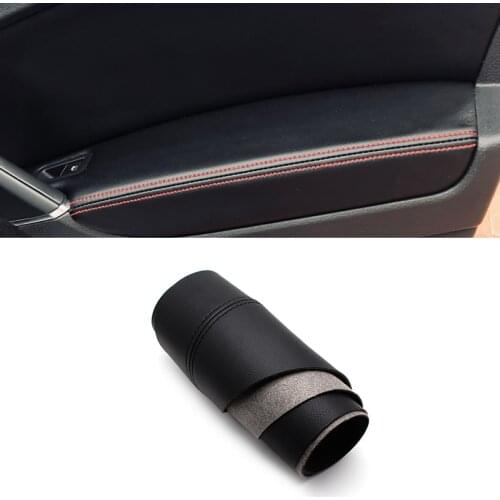 2pcs Car Interior Front Door Handle Armrest Panel Microfiber Leather Cover Sticker Trim For VW Caddy 2014 2015 2016