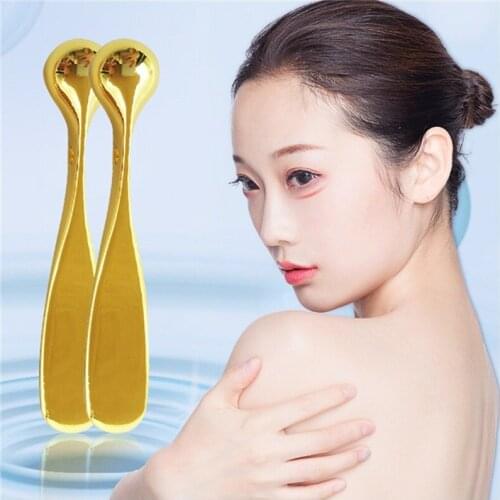 2Color Eye Cream Applicator Cosmetic Spatulas Eye Roller Massage Stick Anti Wrinkle Facial Spoon Gold Alloy Thin Face Care Tool