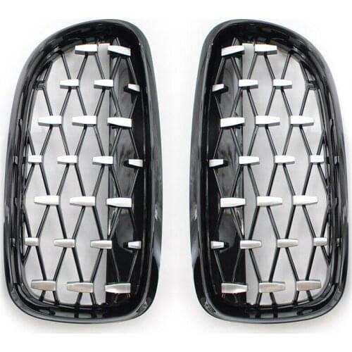 51137201967 1 Pair Car Chrome Diamond Meteor Shiny Black Style Grille Fit For BMW E90 LCI Facelift 2009 2010 2011 51137201968