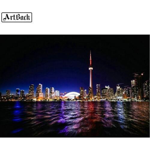 5d diy diamond painting city night landscape full square 3d diamond mosaic sticker embroidery