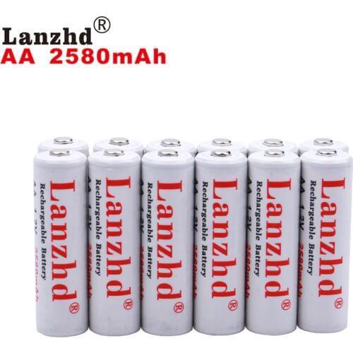 12pcs AA rechargeable battery AA 1.2V primary aa battery Pro AA 2580mAh 1.2 V NI-MH For flashlight toy preheated batteries 1.2V