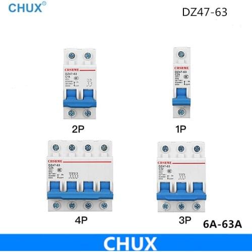 Circuit Breaker DZ47-63 C45 1P 2P 3P 4P 6a 10a 16a 20a 25a 32a 40a 63a Household Home improvement Air switch MCB