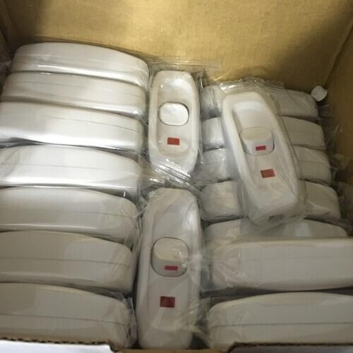 Pure Copper Big Power Switch Inline Bedside lamp Table Lamp Desk Light Cord Switch With LED Indicator 250V 10A Black White