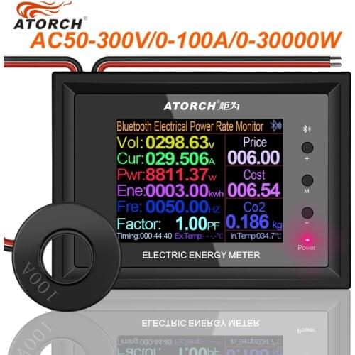 AC50-300V 100A 2.4" Digital power wattmeter indicator Energy Ammeter current Amps Volt tester detector
