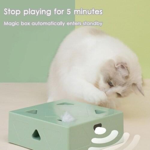 Electric Cat Toy Cat Magic Box Interactive Smart Teasing Cat Stick Toy AI bionic Intelligent Induction USB Charging Toy For Cat