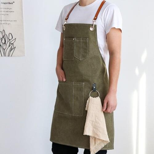 Retro Hand-wiping Kitchen Gardening Coffee Shops Kitchen Aprons Baking Restaurant Apron Cross Back Adjustable Apron