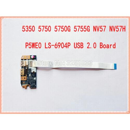 LS-6904P For Acer Aspire 5350 5750 5755 For Gateway 5750 5750G 5755G NV57 NV57H P5WE0 LS-6904P USB 2.0 Board With Cable
