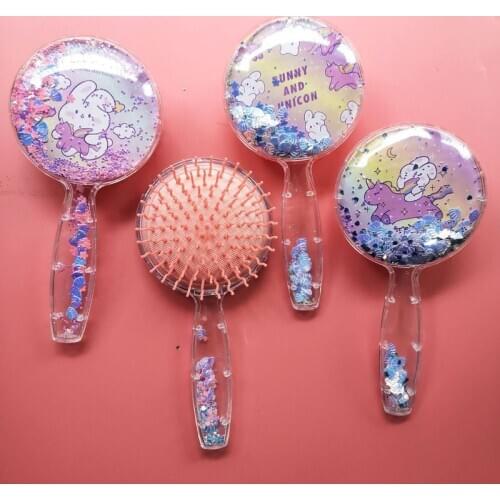 Rabbit Shell Sequins Comb Massage Children Comb Cute Girl Comb Carry Long Hair Mm Anti-knot Comb Hair Brush