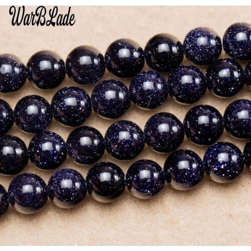 WarBLade Natural Blue Sand Stone Beads Blue Sandstone Round Loose Beads 4mm 6mm 8mm 10mm 12mm For DIY Bracelet Jewelry Making