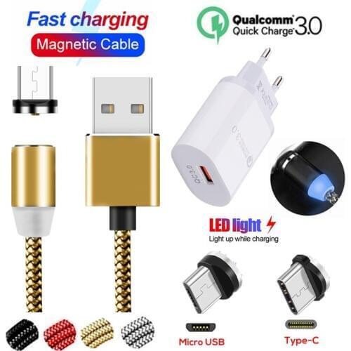 Fast charging Magnetic USB Cable Micro USB C QC 3.0 Charger For LG X Power 2 3 G3 G4 Stylus 3 2 Plus G4S G4C Q Stylo 4 5 3 2 G3S