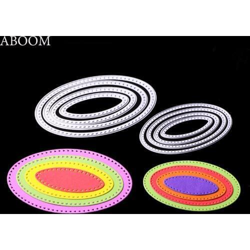 ABOOM 4PCS/Lot Ellipse Metal Cutting Dies Stencil DIY Scrapbooking Album Decorative Embossing Paper Cards Die Cutting Template