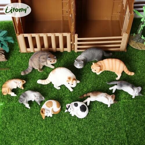 Cute pet Animal Model Sleeping cat Persian Exotic Shorthair Cats Statues figures Collectible Toy Cake Topper Christmas Gift