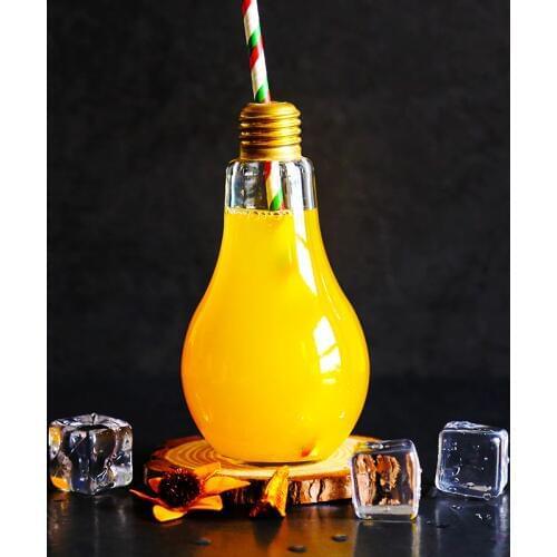 FASHION Creative Lamp Globe Cooler Cola Straws Mugs Lid Portable Cold Drink Fruit Juice Milky Tea Lamp Bulb Cup Cocktail Glass