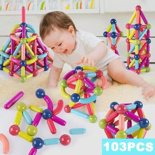 DIY Magnetic Building Blocks Set Kids Early Learning Construction Toy Magnet Sticks Balls Assembly Game for Children