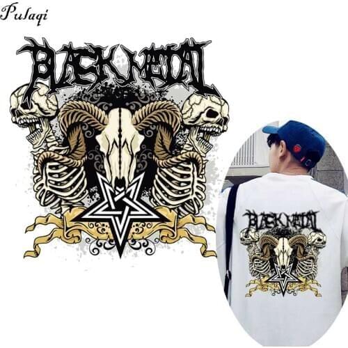 Goat And Skull Patches Stripes On Clothes Skull Application Of One Flower Applique Iron On Patches Heat Transfer For Clothing