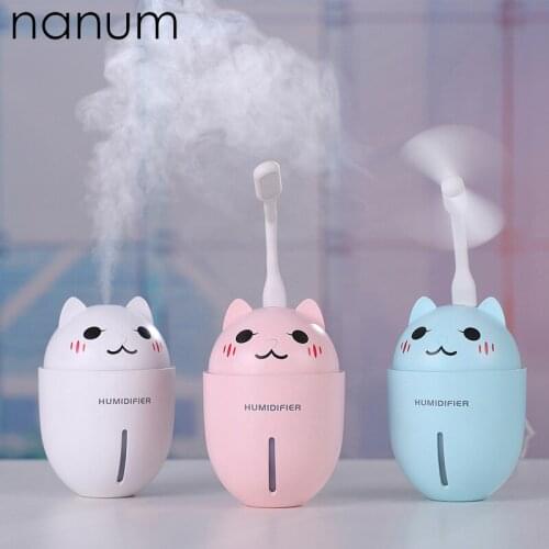 New 3 in 1 Y1 Cute Pet Humidifier Mini Ultrasonic Car Fogger Led Night Light USB Fan Essential Oil Aroma Diffuser Air Freshener