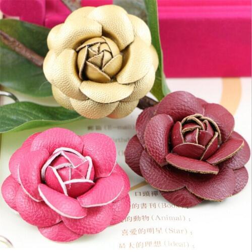 Newest Leather PU Rose Flower Patch Fit for Girls Hair Jewelry Headband Garment Phone Case Decor Handmade Flower Buttons