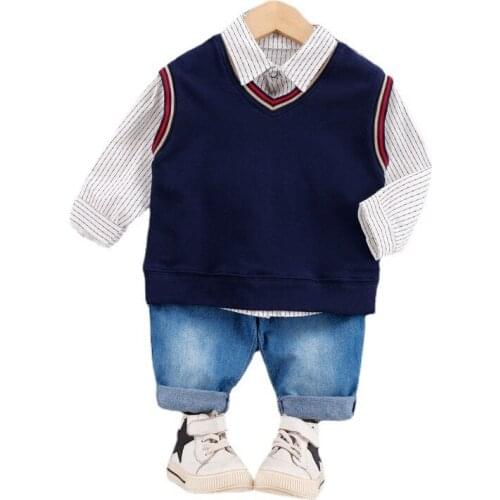 New Spring Autumn Baby Boys Clothes Suit Fashion Children Solid Vest Shirt Pants 2Pcs/Set Toddler Casual Costume Kids Tracksuits