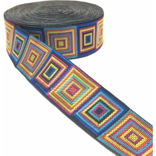 ZERZEEMOOY 1" 25MM 10YARD 2017 NEW SINGLE FACE RIBBON Color square geometry Woven Jacquard Ribbon KTZD2017032601