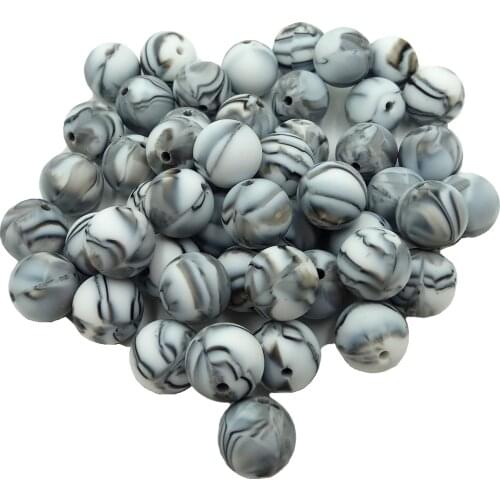 Zebra Color Silicone Round Pearl Bead Teether 12/15mm Baby Teething Necklace DIY Pacifier Chain Care Silicone Teether Product